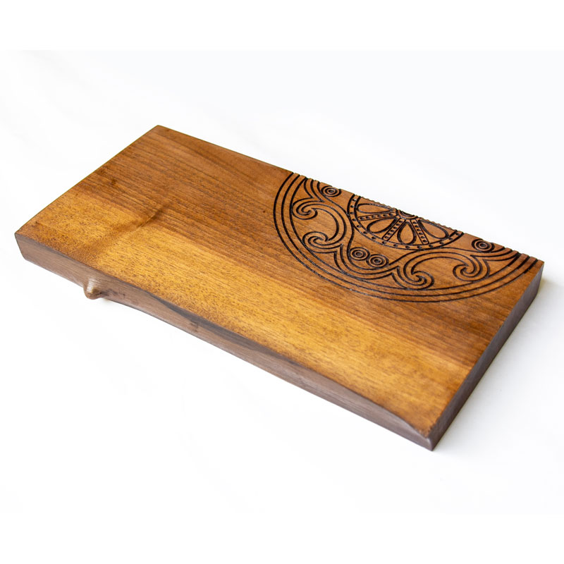 Walnut serving board with 14th century ornament 15*28 cm